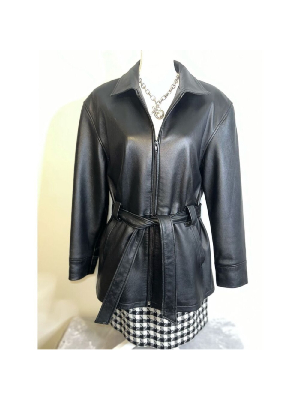 Women’s SONOMA LAMBSKIN Leather Jacket Pockets SMALL